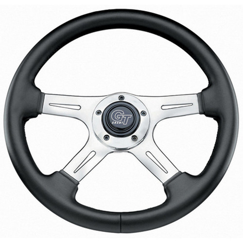 Grant 742 Steering Wheel, Elite GT, 14 in Diameter, 3-3/4 in Dish, 4-Spoke, Black Vinyl Grip, Aluminum, Polished, Each