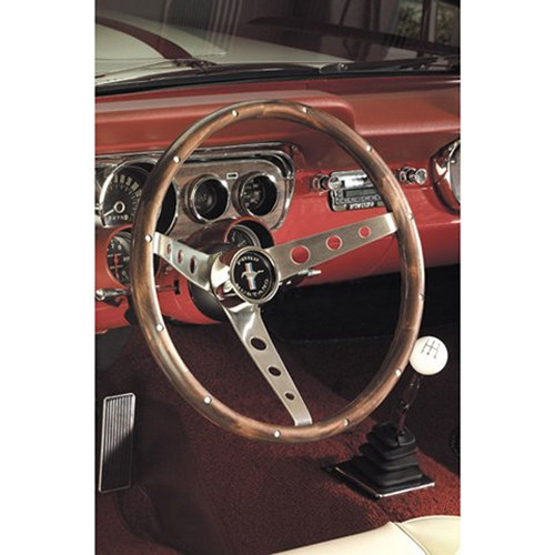 Grant 966 Steering Wheel, Classic Nostalgia, 15 in Diameter, 4-1/8 in Dish, 3-Spoke, Wood Grip, Stainless, Brushed, Each