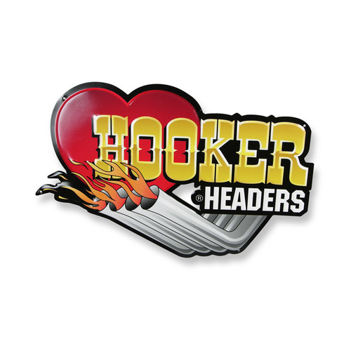 Hooker 10145HKR Metal Sign, 12 in Tall x 19 in Wide, Embossed Hooker Headers Logo, Steel, Each