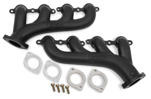 Hooker 8502-3HKR Exhaust Manifold, LS Cast Iron, 2.50 in Outlet, Ductile Iron, Black Ceramic, GM LS-Series, Pair