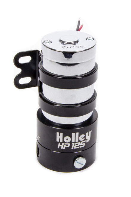 Holley 12-125 Fuel Pump, HP Series, Electric, In-Line, 110 gph at 7 psi, 3/8 in NPT Female Inlet / Outlet, Black / Chrome, Gas / Alcohol, Each