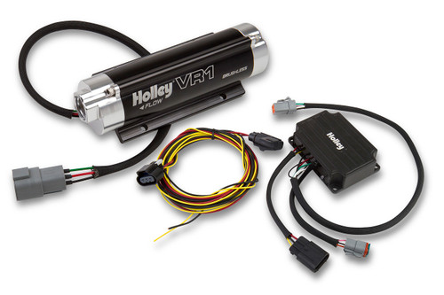Holley 12-1500 Fuel Pump, VR1, In-Line, Electric, 170 gph at 130 psi, 10 AN Female O-Ring Inlet / Outlet, Black / Chrome, Gas, Each
