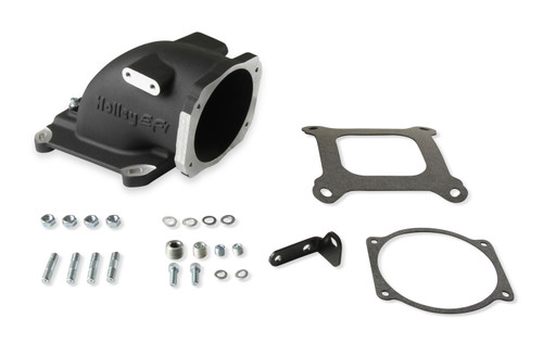 Holley 300-240BK Intake Elbow, 105 mm Max Throttle Body, Aluminum, Black Powder Coat, GM LS-Series Throttle Body to Square Bore Mounting Flange, Each