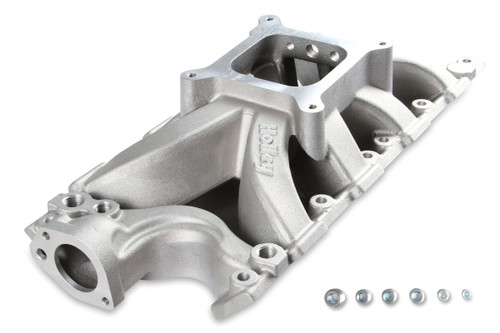 Holley 300-277 Intake Manifold, Square Bore, Single Plane, Rectangle Port, Aluminum, Natural, Small Block Ford, Each