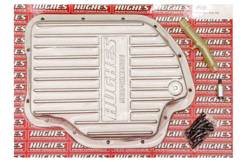 Hughes Performance HP2280 Transmission Pan, Deep Sump, Finned, Adds 2.0 qt Capacity, Aluminum, Natural, TH400, Kit