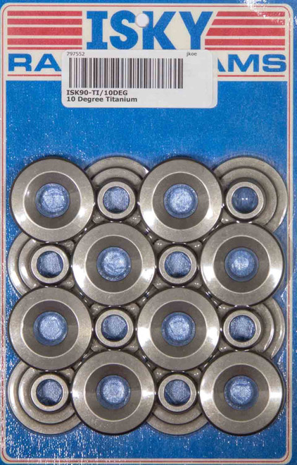 Isky Cams 92TI Valve Spring Retainer, 7 Degree, 1.140 in / 0.740 in OD Steps, Dual Spring, Titanium, Set of 16