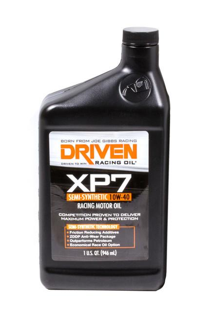 Driven Racing Oil 1706 Motor Oil, XP7, 10W40, Semi-Synthetic, 1 qt Bottle, Each