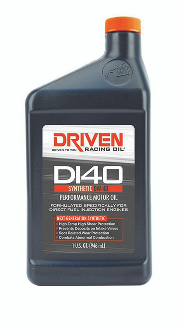 Driven Racing Oil 18406 Motor Oil, DI40, 0W40, Synthetic, 1 qt Bottle, Each