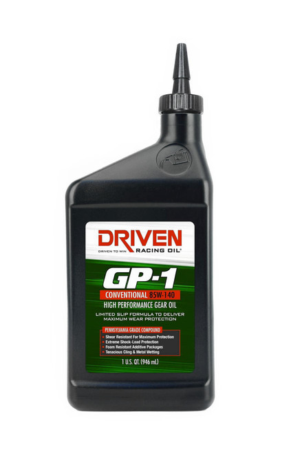 Driven Racing Oil 19140 Gear Oil, GP-1, 85W140, Conventional, 1 qt Bottle, Each