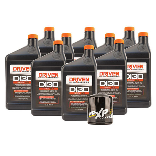 Driven Racing Oil 21035K Motor Oil, DI30, 5W30, Synthetic, Oil Filter Included, Ten 1 qt Bottles, GM GenV LT-Series, Kit