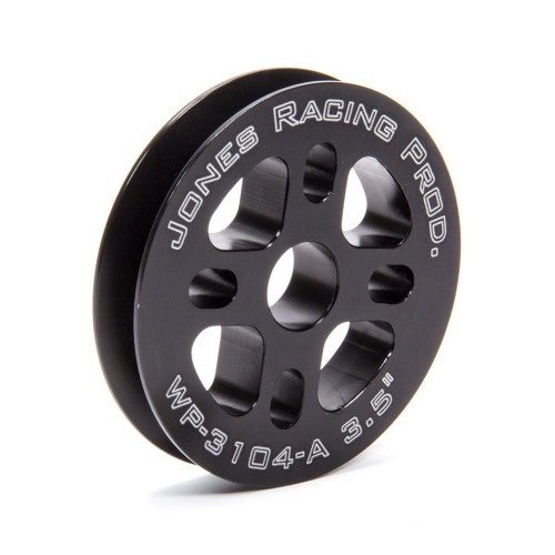 Jones Racing Products WP-3104-A-3.500 Water Pump Pulley, V-Belt, 1 Groove, 3.500 in Diameter, 15 mm Bore, Aluminum, Black Anodized, Universal, Each
