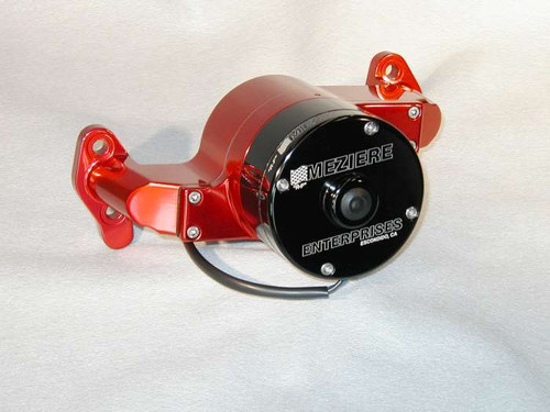 Meziere WP101R Water Pump, Electric, 100 Series, 1 in NPT Female Inlet, Gaskets / Hardware / Wiring, Aluminum, Red Anodized, Small Block Chevy, Kit