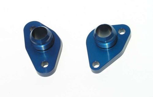 Meziere WP8312ANB Water Pump Adapter, Standard to Remote, 12 AN Male Ports, O-Ring Seal, Aluminum, Blue Anodized, Small Block Ford, Pair