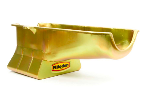 Milodon 30901 Engine Oil Pan, Street / Strip, Rear Sump, 7 qt, 8-1/4 in Deep, Steel, Cadmium, Small Block Chevy, Each