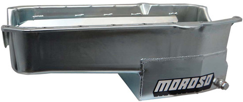 Moroso 21317 Engine Oil Pan, Oval Track, Rear Sump, 7 qt, 7-1/2 in Deep, Steel, Clear Zinc, Small Block Chevy, Each