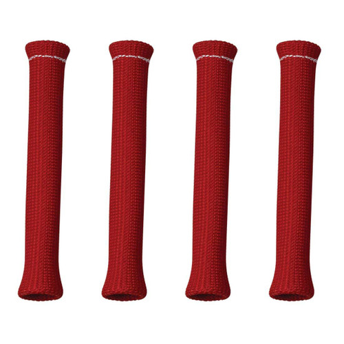 Moroso 71971 Spark Plug Boot Sleeve, 3/4 in ID, 7-1/2 in Long, High Temperature, Braided Fiberglass, Red, Set of 4