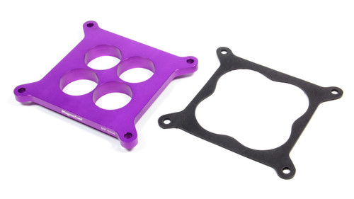 Magnafuel/Magnaflow Fuel Systems MP-5006 Anti-Reversion Plate, 1/2 in Thick, 1.750 in Bores, Square Bore, Gasket Included, Aluminum, Purple Anodized, Each