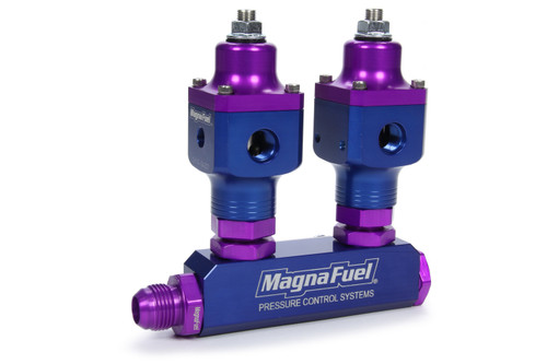 Magnafuel/Magnaflow Fuel Systems MP-9540 Nitrous Oxide Fuel Pressure Regulator Kit, Two Regulators, Fuel Block, Aluminum, Blue / Purple Anodized, Single 4-Barrel Carbs, Kit