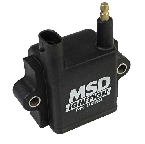 MSD Ignition 8232 Ignition Coil, Blaster, E-Core, 0.090 ohm, Male HEI, 43000V, Black, Each