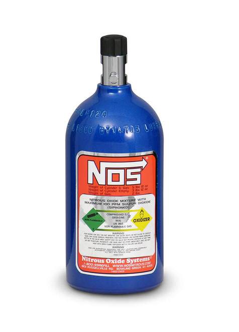 Nitrous Oxide Systems 14710NOS Nitrous Oxide Bottle, 2 lb, Mini Hi-Flo Valve, Aluminum, Blue Paint, Each