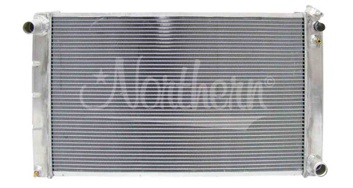 Northern Radiator 205055 Radiator, 33 in W x 18.375 in H x 3.125 in D, Driver Side Inlet, Passenger Side Outlet, Aluminum, Natural, Manual, GM 1964-98, Each