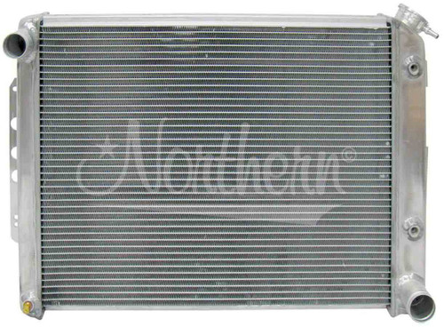 Northern Radiator 205072 Radiator, 25.875 in W x 18.875 in H x 3.125 in D, Passenger Side Inlet, Driver Side Outlet, Aluminum, Natural, Automatic, GM F-Body 1967-69, Each