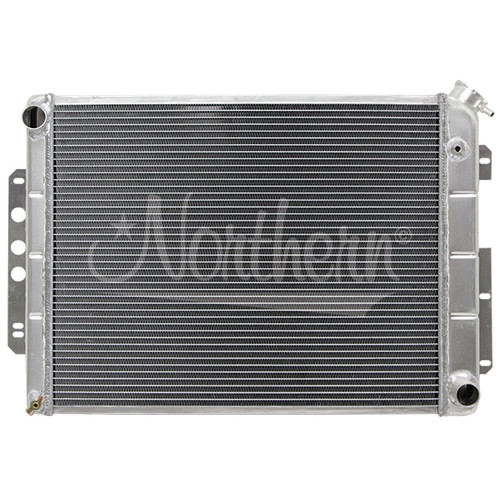 Northern Radiator 205140 Radiator, 25.875 in W x 18.500 in H x 3.125 in D, Passenger Side Inlet, Driver Side Outlet, Aluminum, Natural, Manual, LS Conversion, GM F-Body 1967-69, Each