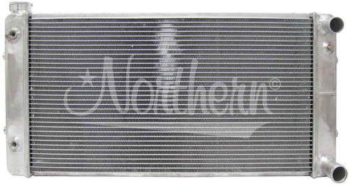 Northern Radiator 205183 Radiator, 31 in W x 15.250 in H x 3 in D, Passenger Side Inlet, Passenger Side Outlet, Aluminum, Natural, GM LS-Series, GM Fullsize Car 1955-57, Each