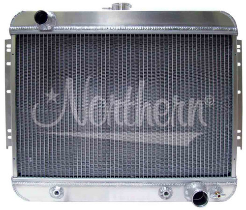 Northern Radiator 205195 Radiator, Muscle Car Downflow, 20.250 in W x 28 in H x 3.250 in D, Driver Side Inlet, Passenger Side Outlet, Trans Cooler, Aluminum, Natural, GM A-Body 1964-67, Each