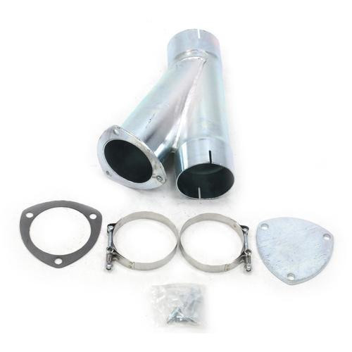 Patriot Exhaust H1135 Exhaust Cut-Out, Manual, Clamp-On, Single, 3-1/2 in Pipe Diameter, Blockoff Plates / Hardware Included, Steel, Zinc Plated, Kit
