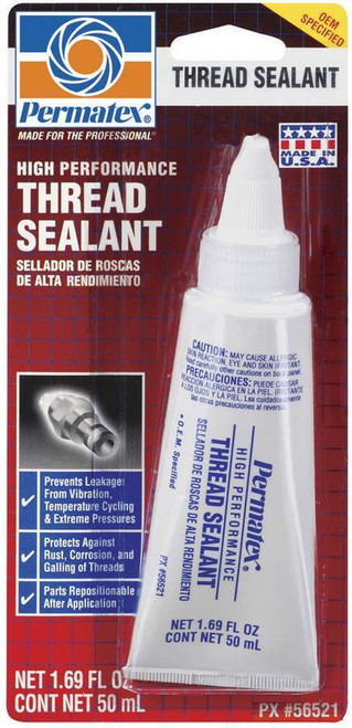 Permatex 56521 Thread Sealer, Thread Sealant, PTFE Base, 50 ml Tube, Each