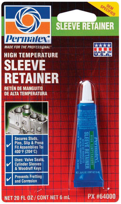 Permatex 64000 Thread Locker, High Temperature Sleeve Retainer, 6 ml Tube, Each