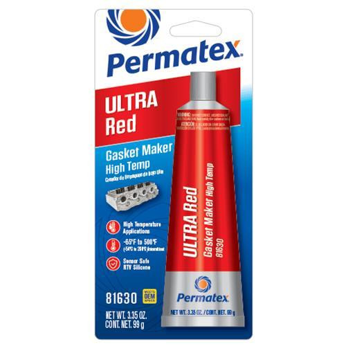 Permatex 81630 Sealant, Ultra Red, Sensor Safe, Silicone, 3.35 oz Tube, Each