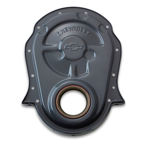 Proform 141-221 Timing Cover, 1-Piece, Seal Included, Chevrolet / Bowtie Logo, Steel, Gray Paint, Big Block Chevy, Each