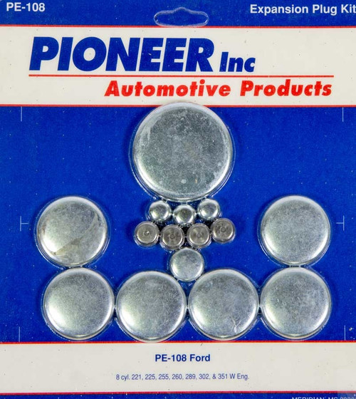 Pioneer PE-108 Freeze Plug, Complete Engine, Steel, Zinc Oxide, Small Block Ford, Kit