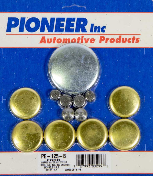 Pioneer PE-125-B Freeze Plug, Complete Engine, Brass, Natural, Big Block Ford, Kit