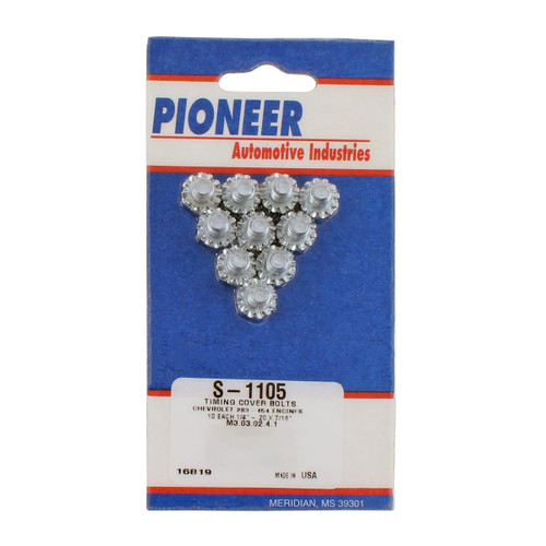 Pioneer S-1105 Timing Cover Bolt Kit, Hex Head, Steel, Natural, Small Block Chevy, Set of 10