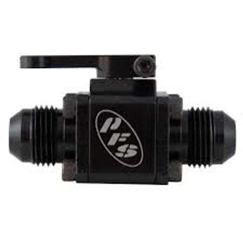 Peterson Fluid 09-0900 Shut Off Valve, Manual, Small Body, 6 AN Male to 6 AN Male, Aluminum, Black Anodized, Each