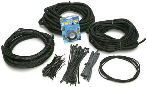 Painless Wiring 70921 Hose and Wire Sleeve, PowerBraid Fuel Injection Harness Kit, 1/8 to 1 in Diameter / Heat Shrink / Ties / Tape, Split, Braided Plastic, Black, Kit