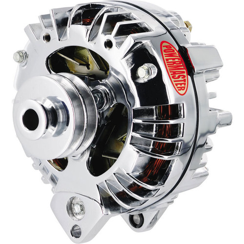 Powermaster 17509 Alternator, Chrysler Original Look, Later Squareback, 95 amp, 12V, External Regulator, Dual V-Belt Pulley, Aluminum Case, Chrome, Mopar, Each