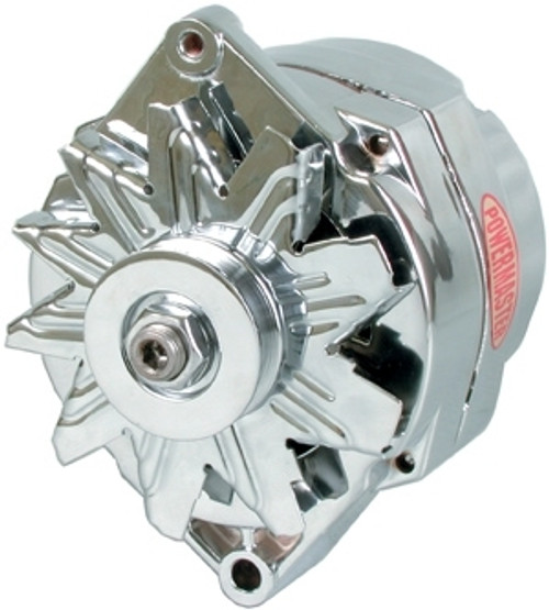 Powermaster 37293 Alternator, GM Original Look, 12SI, 150 amp, 12V, 1-Wire / 3-Wire, Single V-Belt Pulley, Straight Mount, Aluminum Case, Chrome, GM, Each