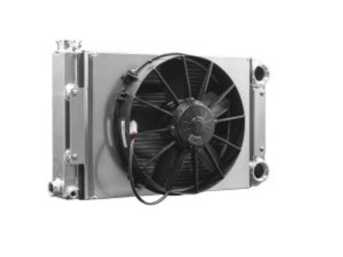 Pwr North America 941-00000 Radiator, Scirocco, 22 in W x 13 in H x 7-1/4 in D, Dual Pass, Passenger Side Inlet, Passenger Side Outlet, Aluminum, Natural, Kit