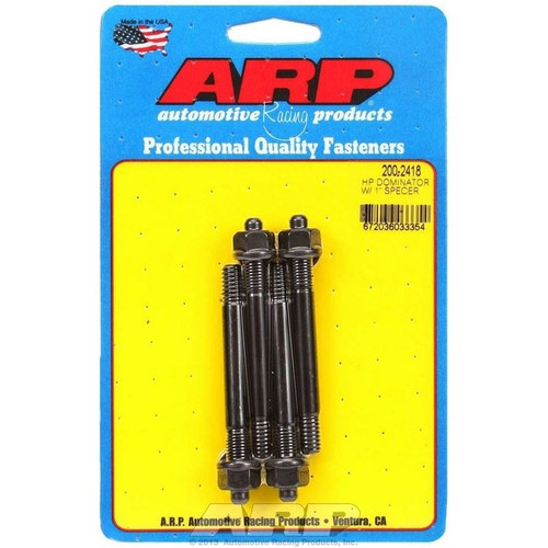ARP 200-2418 Carburetor Studs, 5/16-18/24 in. Thread, 3.200 in. Long, Hex Nut, Set of 4