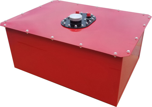 Rci 1162C Fuel Cell and Can, Circle Track, 16 gal, 26 in Wide x 18-1/2 in Deep x 11-1/2 in Tall, 8 AN Male Outlet, 8 AN Male Vent, Steel, Red Powder Coat, Each