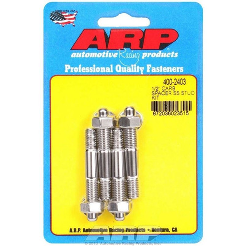 ARP 400-2403 Carburetor Studs, 5/16-18/24 in. Thread, 2.225 in. Long, Hex Nut, Stainless, Set of 4