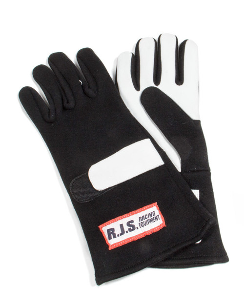 RJS Safety 600010104 Driving Gloves, SFI 3.3/5, Double Layer, Nomex / Leather, Black, Medium, Pair