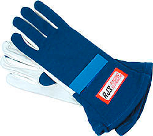 RJS Safety 600010305 Driving Gloves, SFI 3.3/5, Double Layer, Nomex / Leather, Blue, Large, Pair