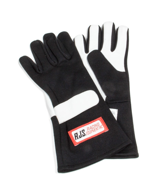 RJS Safety 600020103 Driving Gloves, SFI 3.3/1, Single Layer, Nomex / Leather, Black, Small, Pair