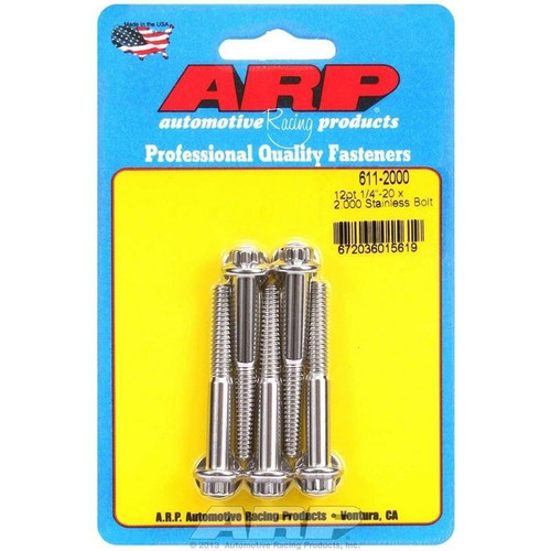 ARP 611-2000 Bolts, 1/4-20 in. 12-Point, Stainless Steel, Polished, RH Thread, Set of 5