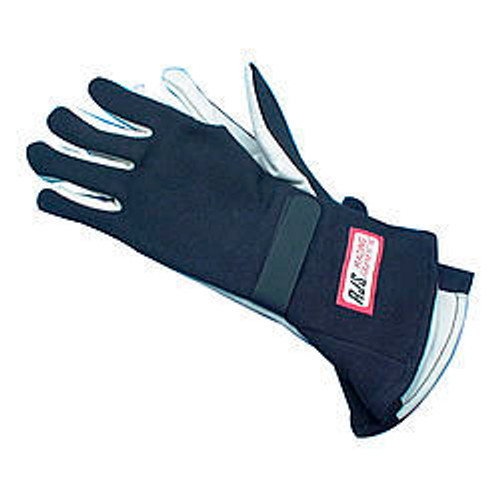 RJS Safety 600020105 Driving Gloves, SFI 3.3/1, Single Layer, Nomex / Leather, Black, Large, Pair
